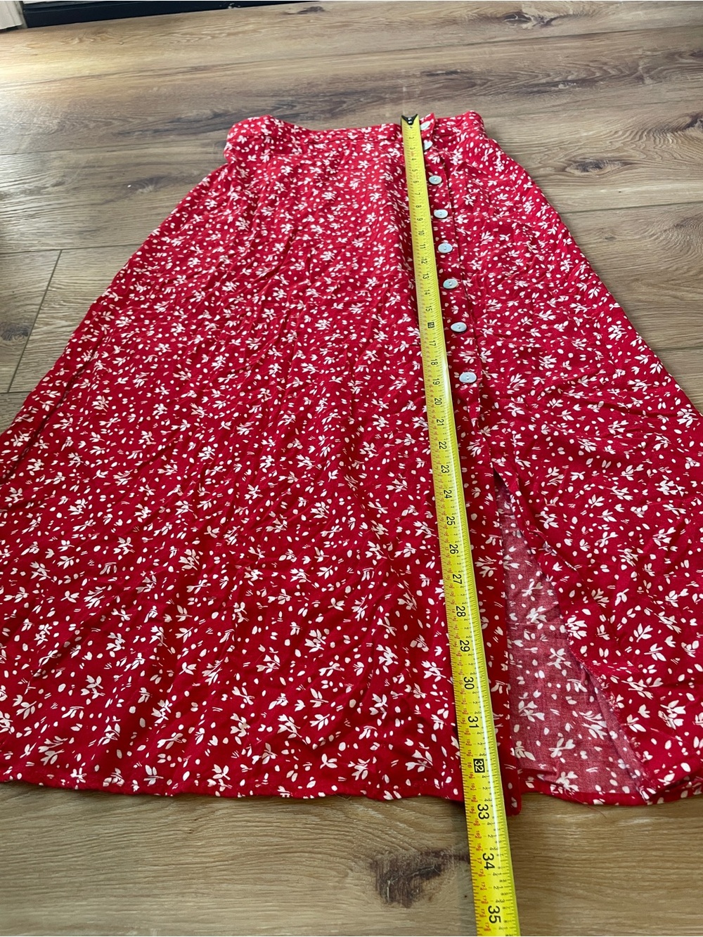 Vintage Studio Red Floral Button-Front Midi Skirt - Picture 6 of 9